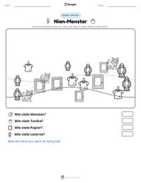 Nian-Monster druckbare Arbeitsblatt Vorschau