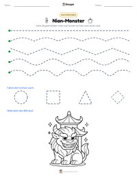 Nian-Monster druckbare Arbeitsblatt Vorschau