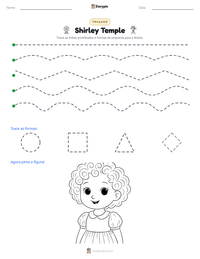 Prévia da folha de atividades imprimível Shirley Temple