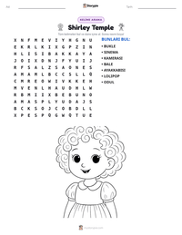 Shirley Temple yazdırılabilir çalışma sayfası önizlemesi