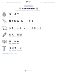 Le Corbusier yazdırılabilir çalışma sayfası önizlemesi