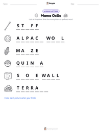 Mama Ocllo printable worksheet preview