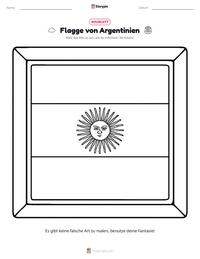 Flagge von Argentinien druckbare Arbeitsblatt Vorschau