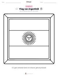 Vlag van Argentinië afdrukbare werkblad voorbeeld