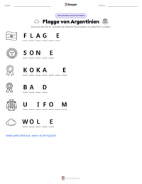 Flagge von Argentinien druckbare Arbeitsblatt Vorschau