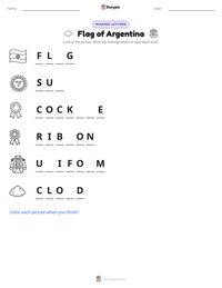 Flag of Argentina printable worksheet preview