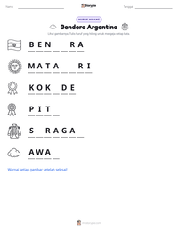 Prabaca lembar kerja cetak Bendera Argentina