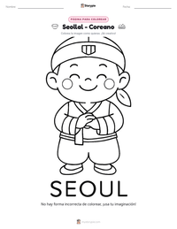 Vista previa de la hoja de trabajo imprimible de Seollal - Coreano