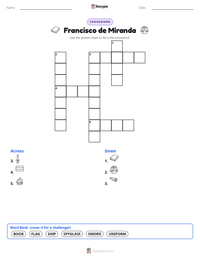 Francisco de Miranda printable worksheet preview