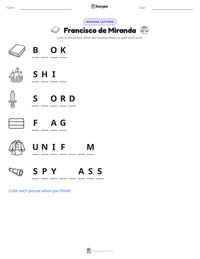 Francisco de Miranda printable worksheet preview