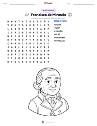 Francisco de Miranda printable worksheet preview