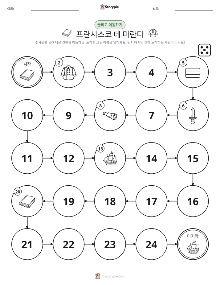 주사위 굴리고 이동하기 게임