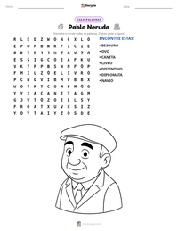 Prévia da folha de atividades imprimível Pablo Neruda
