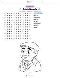 Pablo Neruda yazdırılabilir çalışma sayfası önizlemesi