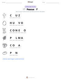 Vista previa de la hoja de trabajo imprimible de Pascua