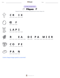 Aperçu de la feuille de travail imprimable Pâques