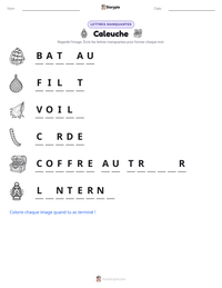 Aperçu de la feuille de travail imprimable Caleuche