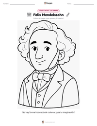 Vista previa de la hoja de trabajo imprimible de Felix Mendelssohn