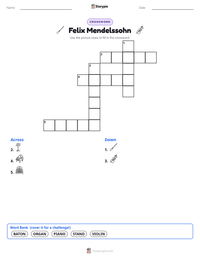 Felix Mendelssohn printable worksheet preview
