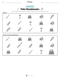 Felix Mendelssohn printable worksheet preview