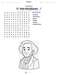 Felix Mendelssohn druckbare Arbeitsblatt Vorschau