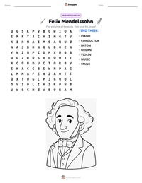 Felix Mendelssohn printable worksheet preview