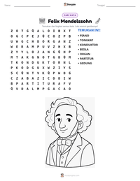 Prabaca lembar kerja cetak Felix Mendelssohn