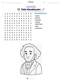 Prévia da folha de atividades imprimível Felix Mendelssohn
