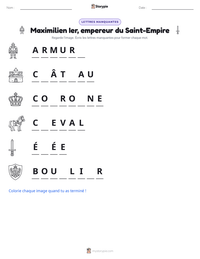 Aperçu de la feuille de travail imprimable Maximilien Ier, empereur du Saint-Empire
