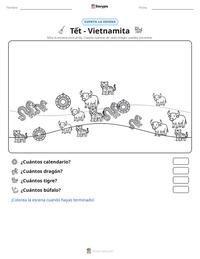 Vista previa de la hoja de trabajo imprimible de Tết - Vietnamita