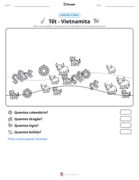 Prévia da folha de atividades imprimível Tết - Vietnamita