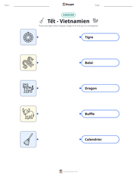 Aperçu de la feuille de travail imprimable Tết - Vietnamien