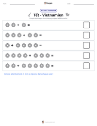Aperçu de la feuille de travail imprimable Tết - Vietnamien