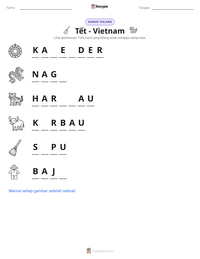 Prabaca lembar kerja cetak Tết - Vietnam