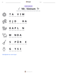 Tết - Vietnam yazdırılabilir çalışma sayfası önizlemesi