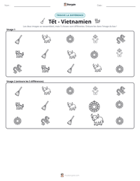 Aperçu de la feuille de travail imprimable Tết - Vietnamien