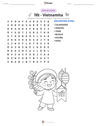 Vista previa de la hoja de trabajo imprimible de Tết - Vietnamita