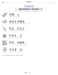 Podgląd drukowalnego arkusza ćwiczeń Opowieść o Genjim