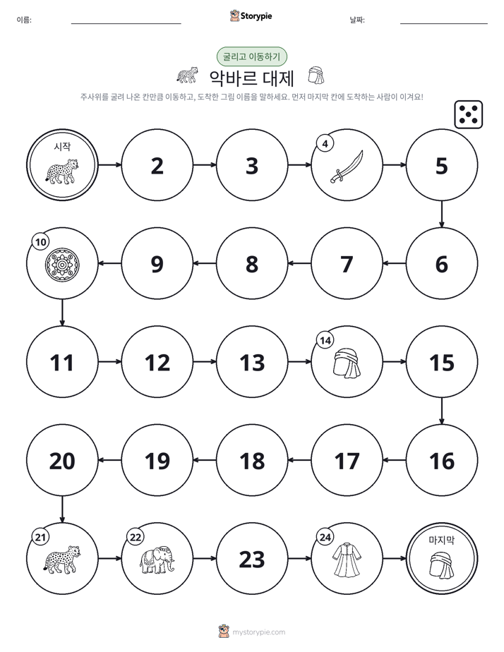 주사위 굴리고 이동하기 게임
