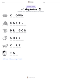 King Krakus printable worksheet preview