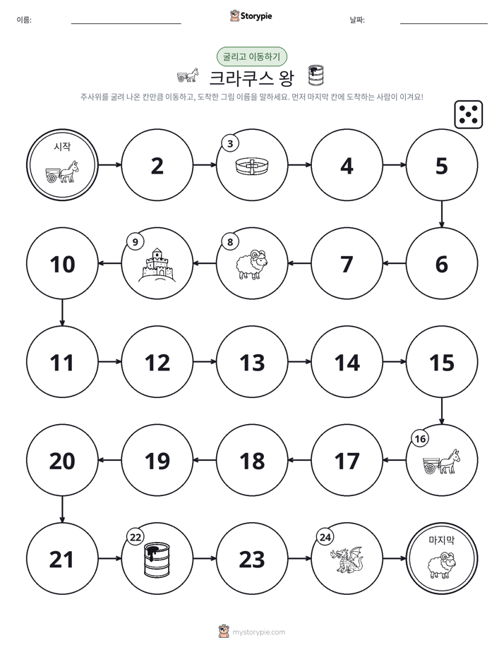 주사위 굴리고 이동하기 게임
