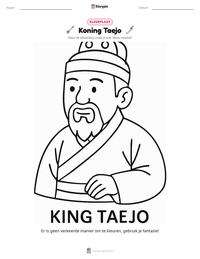 Koning Taejo afdrukbare werkblad voorbeeld
