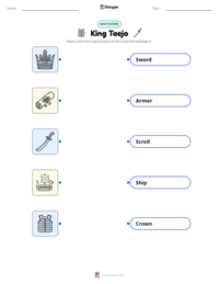 King Taejo printable worksheet preview