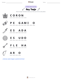 Vista previa de la hoja de trabajo imprimible de Rey Taejo
