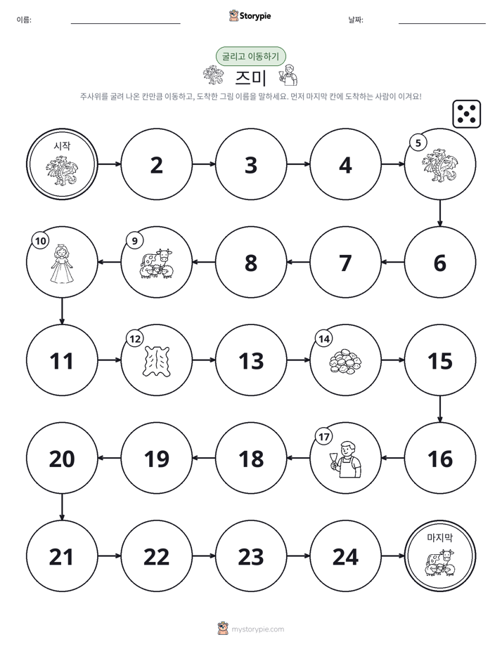 주사위 굴리고 이동하기 게임