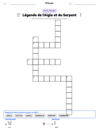 Aperçu de la feuille de travail imprimable Légende de l'Aigle et du Serpent