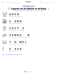 Legende van de Adelaar en de Slang afdrukbare werkblad voorbeeld