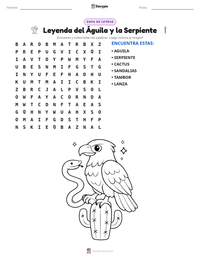 Vista previa de la hoja de trabajo imprimible de Leyenda del Águila y la Serpiente