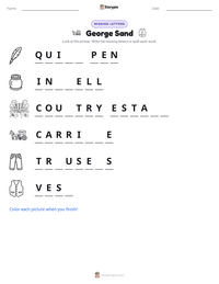 George Sand printable worksheet preview