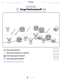 Sergei Rachmaninoff printable worksheet preview